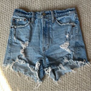 Abercrombie & Fitch Light Blue Distressed Mom Shorts